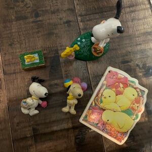 Snoopy Holiday Figurine Set with Yellow and Black Accents